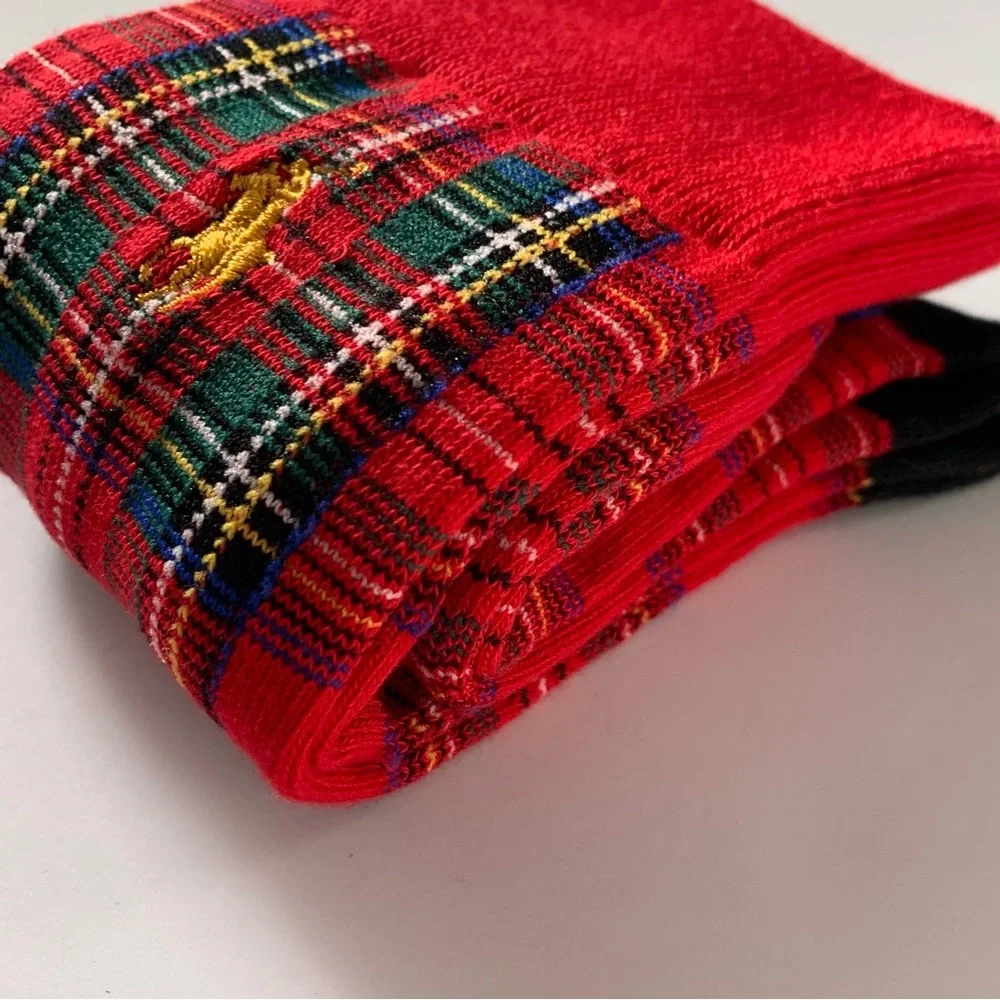 New Ralph Lauren Red plaid long socks